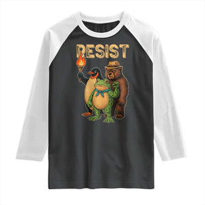 Resist Social Club 2025 Raglan Shirt Bear Penguin Frog Protest Unity for Social Justice TS02 Black White Print Your Wear