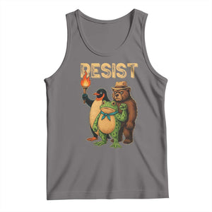 Resist Social Club 2025 Tank Top Bear Penguin Frog Protest Unity for Social Justice TS02 Deep Heather Print Your Wear