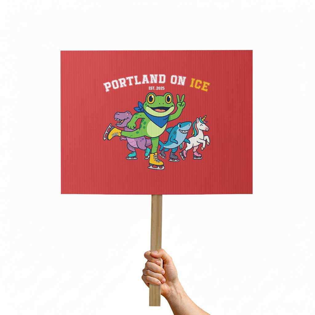 Portland On Ice 2025 Protest Sign Resist Frog and Inflatable Animals Protest Sarcastic Politics TS02 Horizontal 18