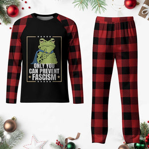 Only You Can Prevent Fascism Patriotic Frog Plaid Pajama Set Resist Protest Poster TS02 Buffalo Plaid Print Your Wear