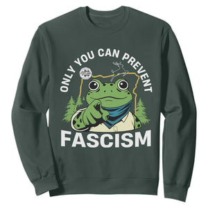 Only You Can Prevent Fascism Portland Frog Sweatshirt Resist Protest Scenic Edition TS02 Dark Forest Green Print Your Wear
