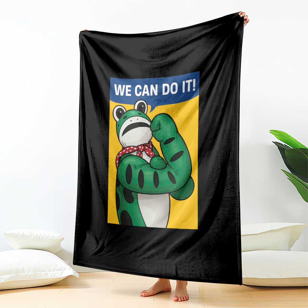 We Can Do It Rosie Frog Throw Blanket Resist Protest Parody Feminist Retro Poster TS02 Print Your Wear