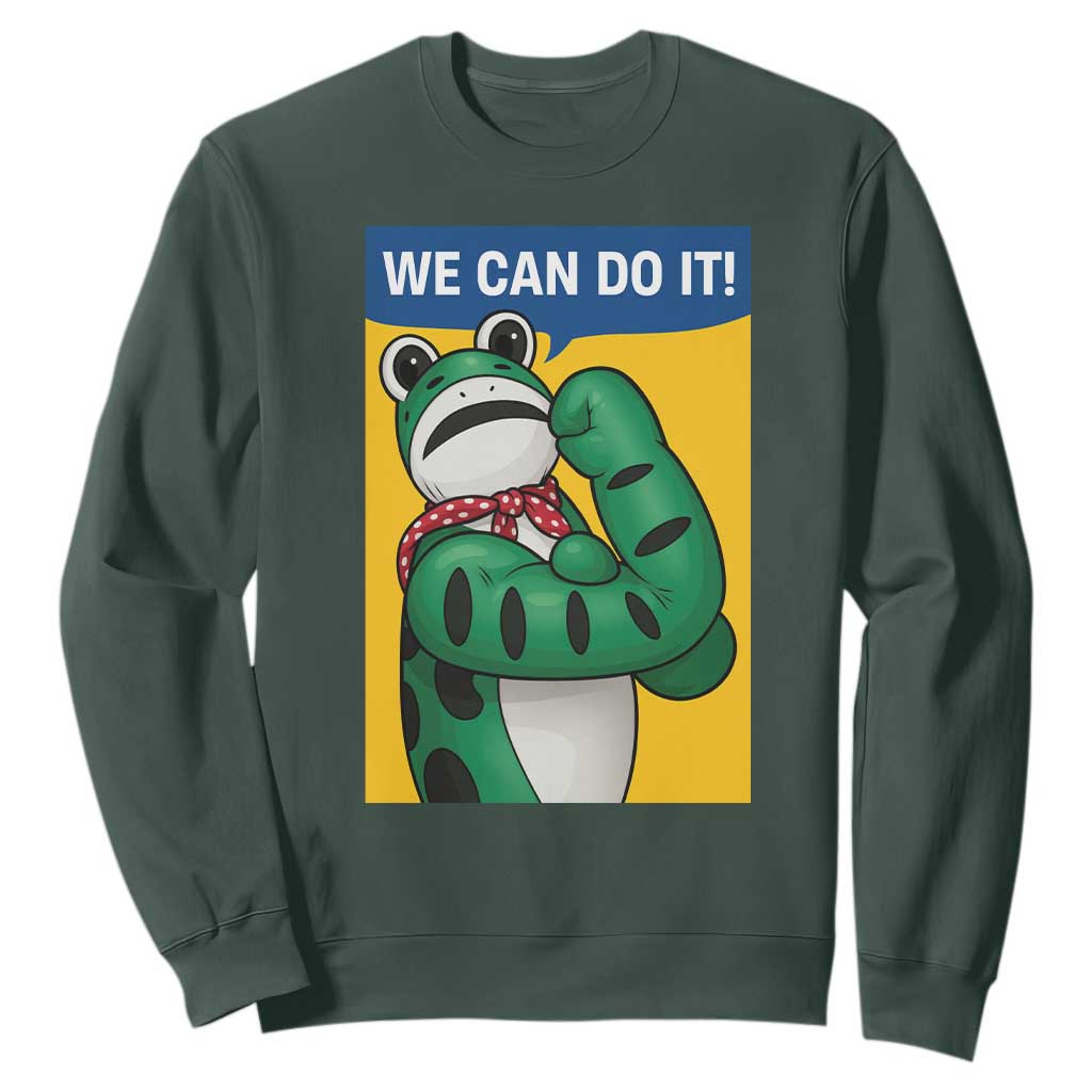 We Can Do It Rosie Frog Sweatshirt Resist Protest Parody Feminist Retro Poster TS02 Dark Forest Green Print Your Wear