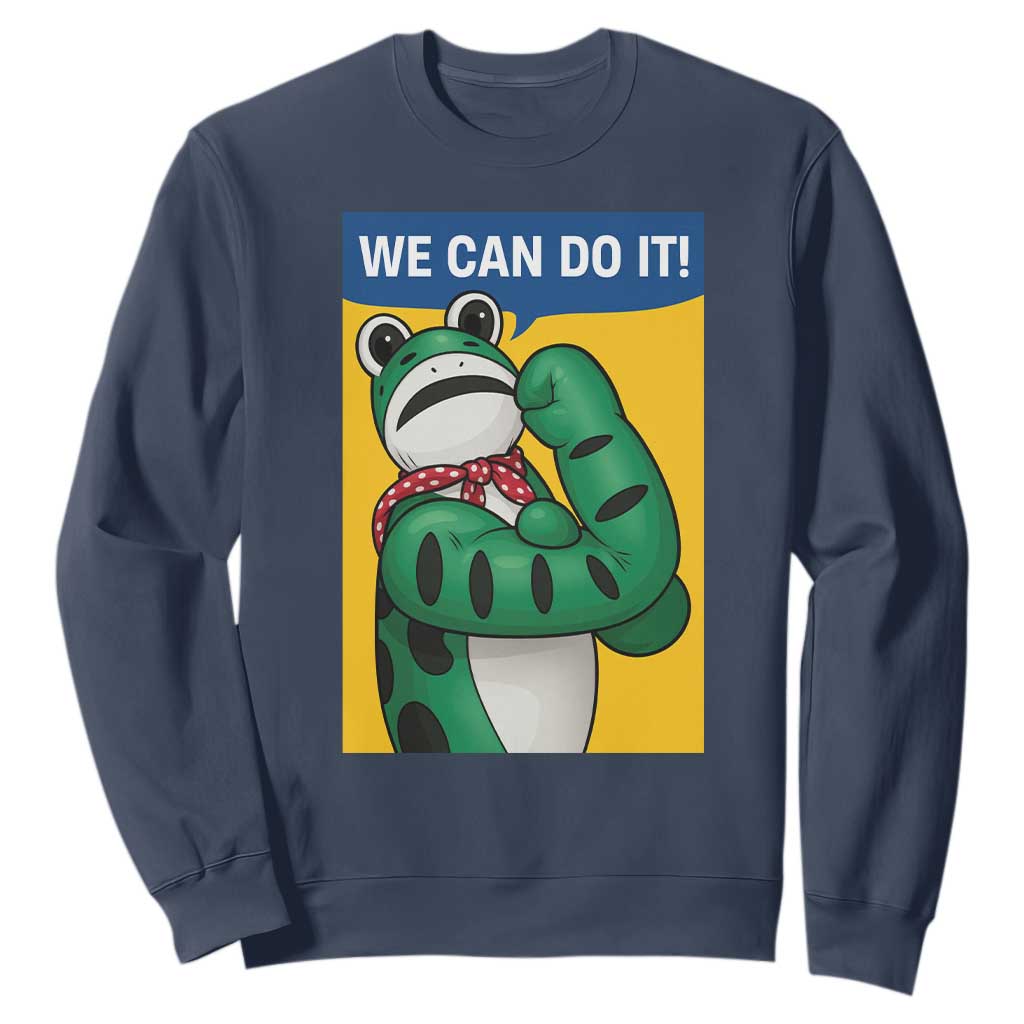 We Can Do It Rosie Frog Sweatshirt Resist Protest Parody Feminist Retro Poster TS02 Navy Print Your Wear