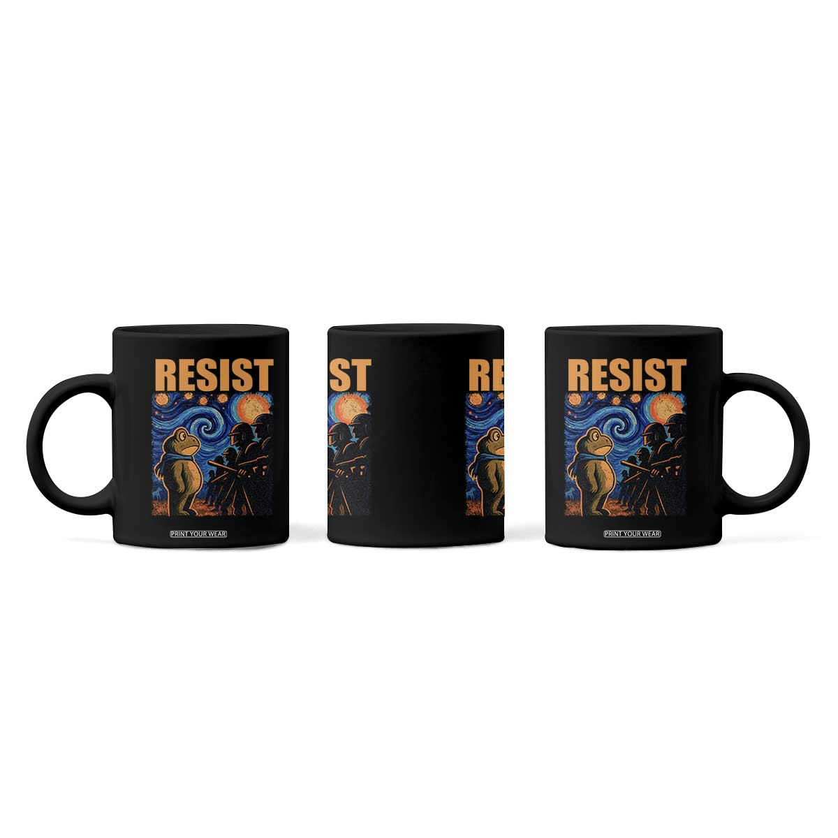 Starry Night Resist Frog Coffee Mug Resistance Protest Surreal Art Graphic TS02 Print Your Wear