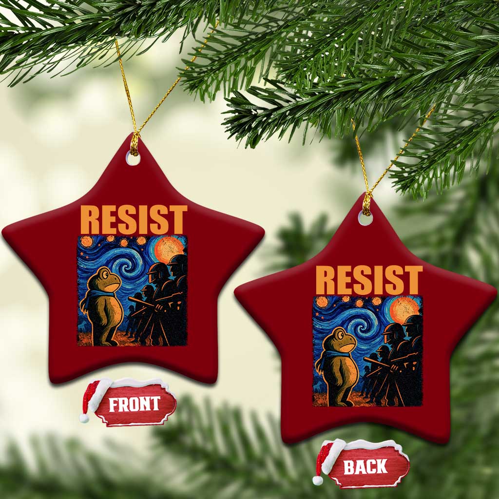Starry Night Resist Frog Ceramic Ornament Resistance Protest Surreal Art Graphic TS02 Print Your Wear