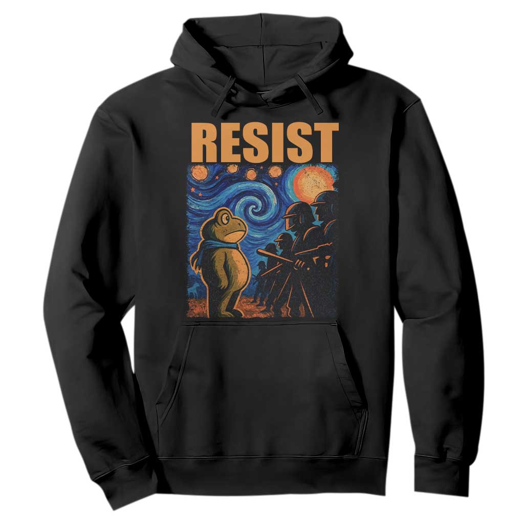 Starry Night Resist Frog Hoodie Resistance Protest Surreal Art Graphic TS02 Black Print Your Wear