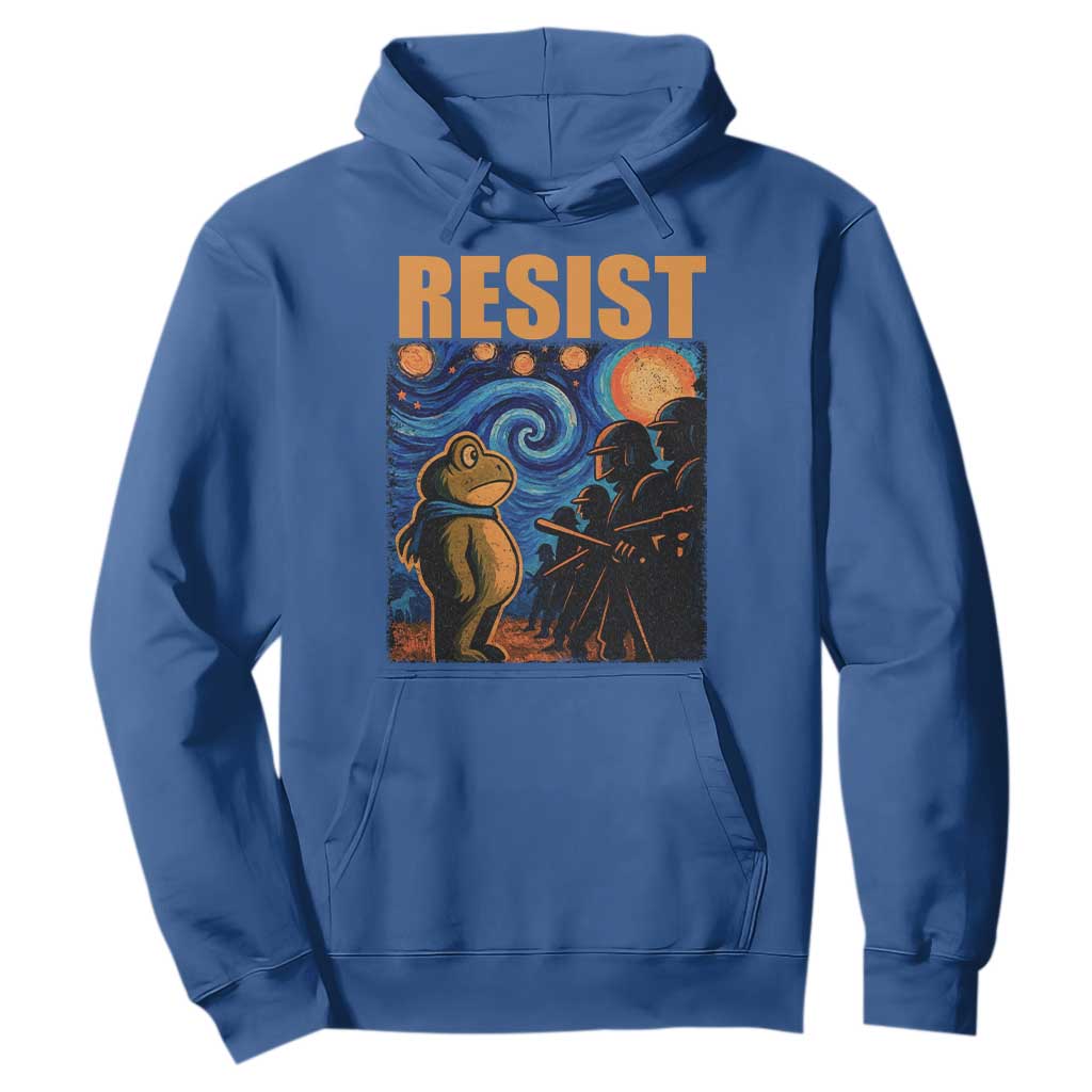 Starry Night Resist Frog Hoodie Resistance Protest Surreal Art Graphic TS02 Royal Blue Print Your Wear