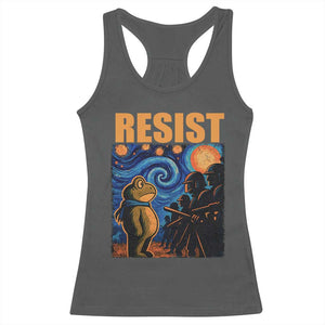 Starry Night Resist Frog Racerback Tank Top Resistance Protest Surreal Art Graphic TS02 Dark Heather Print Your Wear