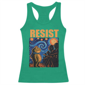 Starry Night Resist Frog Racerback Tank Top Resistance Protest Surreal Art Graphic TS02 Irish Green Print Your Wear