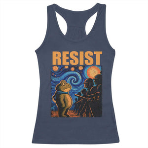 Starry Night Resist Frog Racerback Tank Top Resistance Protest Surreal Art Graphic TS02 Navy Print Your Wear