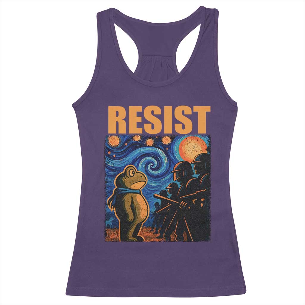 Starry Night Resist Frog Racerback Tank Top Resistance Protest Surreal Art Graphic TS02 Purple Print Your Wear