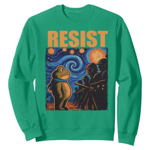 Starry Night Resist Frog Sweatshirt Resistance Protest Surreal Art Graphic TS02 Irish Green Print Your Wear