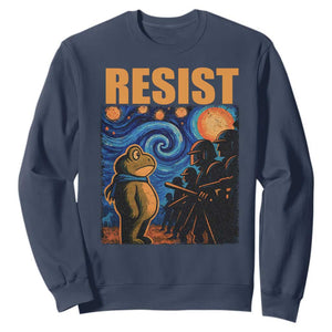 Starry Night Resist Frog Sweatshirt Resistance Protest Surreal Art Graphic TS02 Navy Print Your Wear