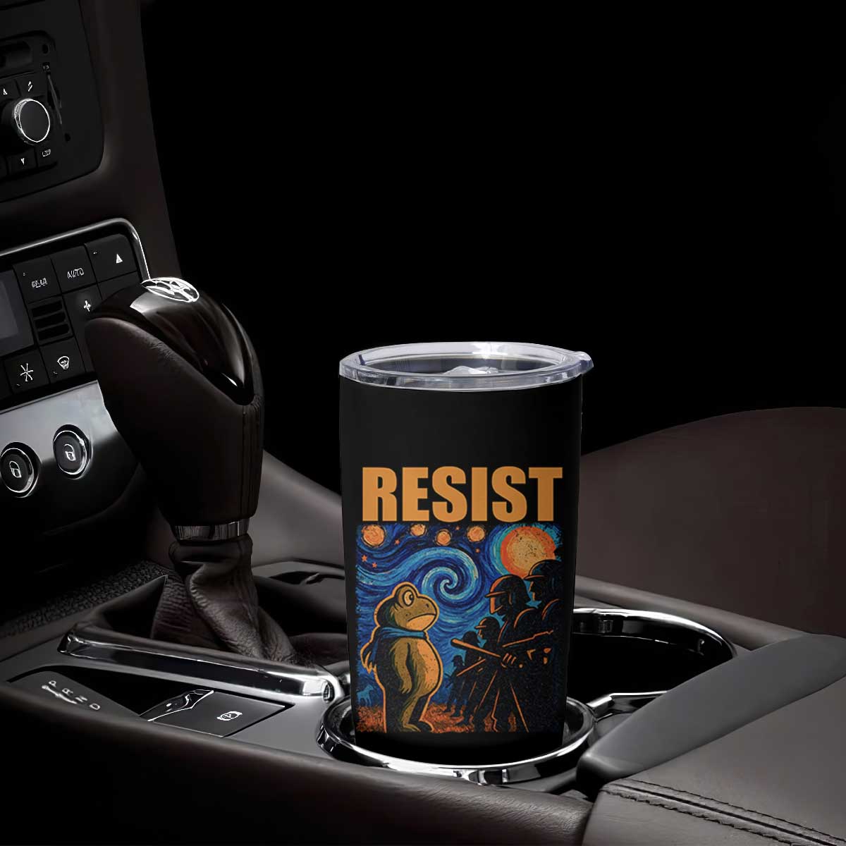 Starry Night Resist Frog Tumbler Cup Resistance Protest Surreal Art Graphic TS02 Print Your Wear