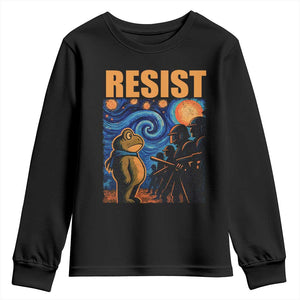 Starry Night Resist Frog Youth Sweatshirt Resistance Protest Surreal Art Graphic TS02 Black Print Your Wear
