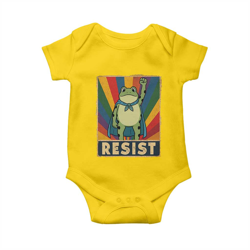 Rainbow Resist Frog Baby Onesie Portland Pride and Protest Resistance TS02 Daisy Print Your Wear