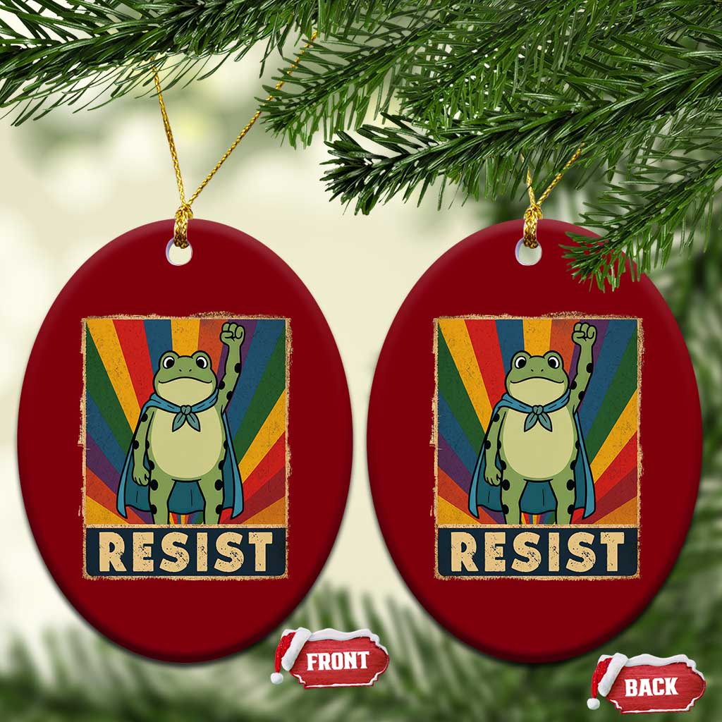 Rainbow Resist Frog Ceramic Ornament Portland Pride and Protest Resistance TS02 Print Your Wear