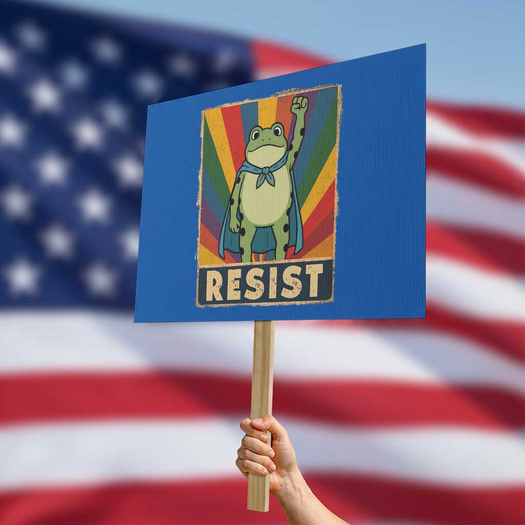 Rainbow Resist Frog Protest Sign Portland Pride and Protest Resistance TS02 Horizontal 18
