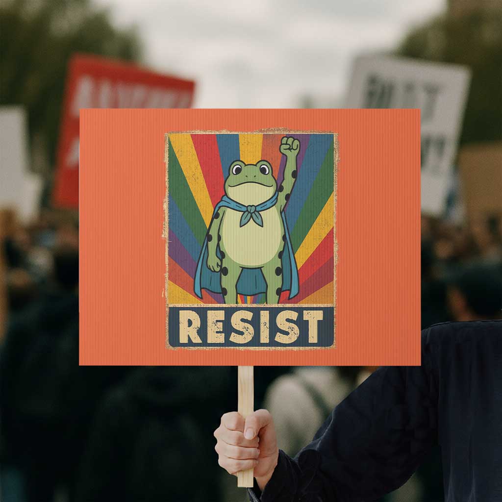 Rainbow Resist Frog Protest Sign Portland Pride and Protest Resistance TS02 Horizontal 18