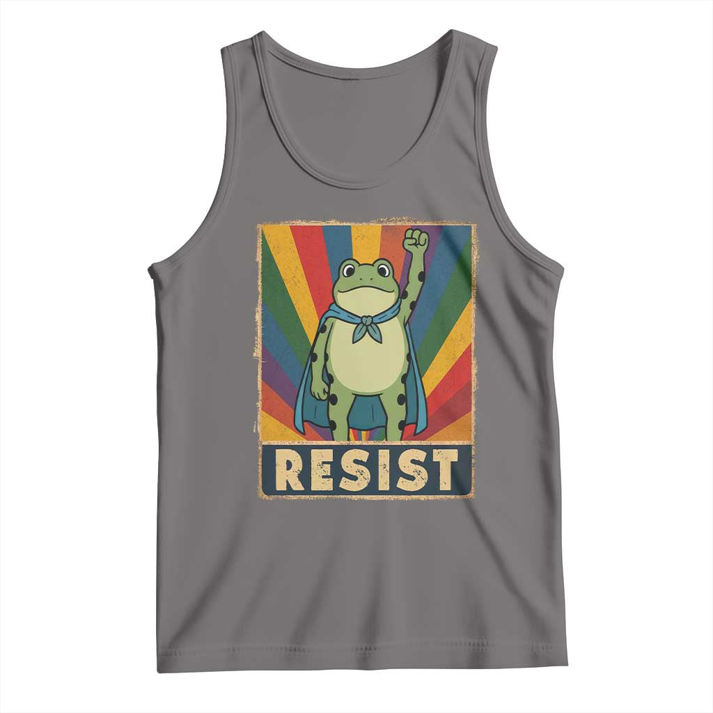 Rainbow Resist Frog Tank Top Portland Pride and Protest Resistance TS02 Deep Heather Print Your Wear