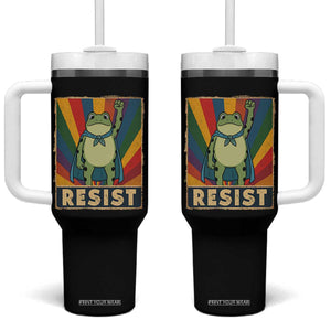 Rainbow Resist Frog Tumbler With Handle Portland Pride and Protest Resistance TS02 One Size: 40 oz Black Print Your Wear