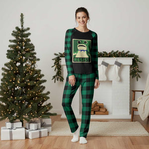 Frog Resist Poster Graphic Plaid Pajama Set Portland Resistance Protest Minimalist TS02 Green Plaid Print Your Wear