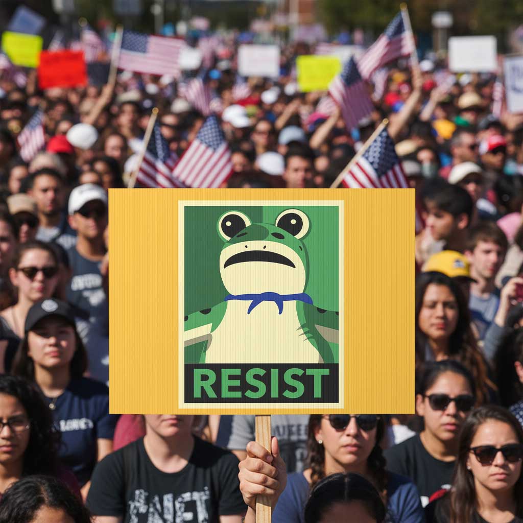 Frog Resist Poster Graphic Protest Sign Portland Resistance Protest Minimalist TS02 Horizontal 18