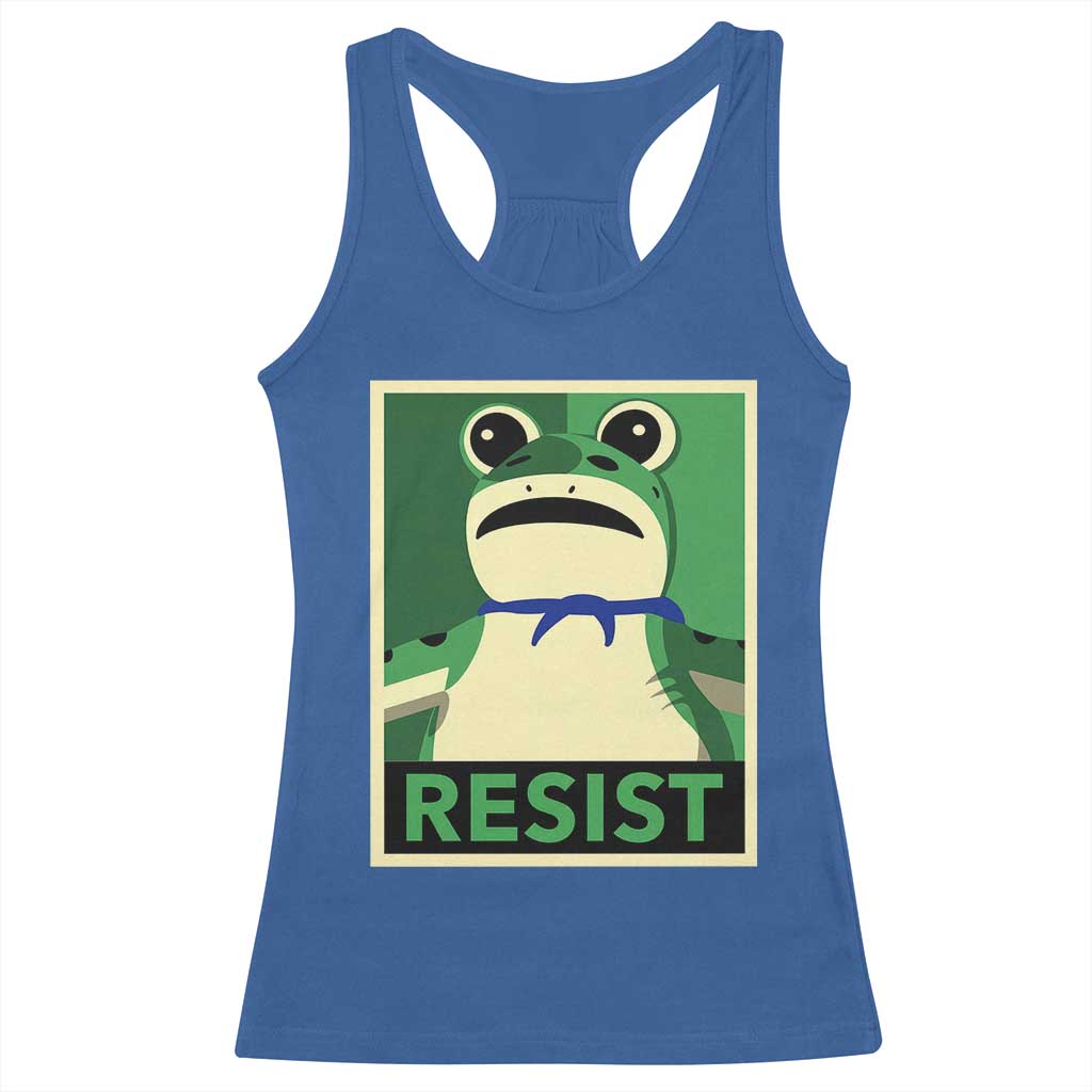 Frog Resist Poster Graphic Racerback Tank Top Portland Resistance Protest Minimalist TS02 Royal Blue Print Your Wear