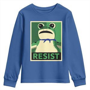 Frog Resist Poster Graphic Youth Sweatshirt Portland Resistance Protest Minimalist TS02 Royal Blue Print Your Wear
