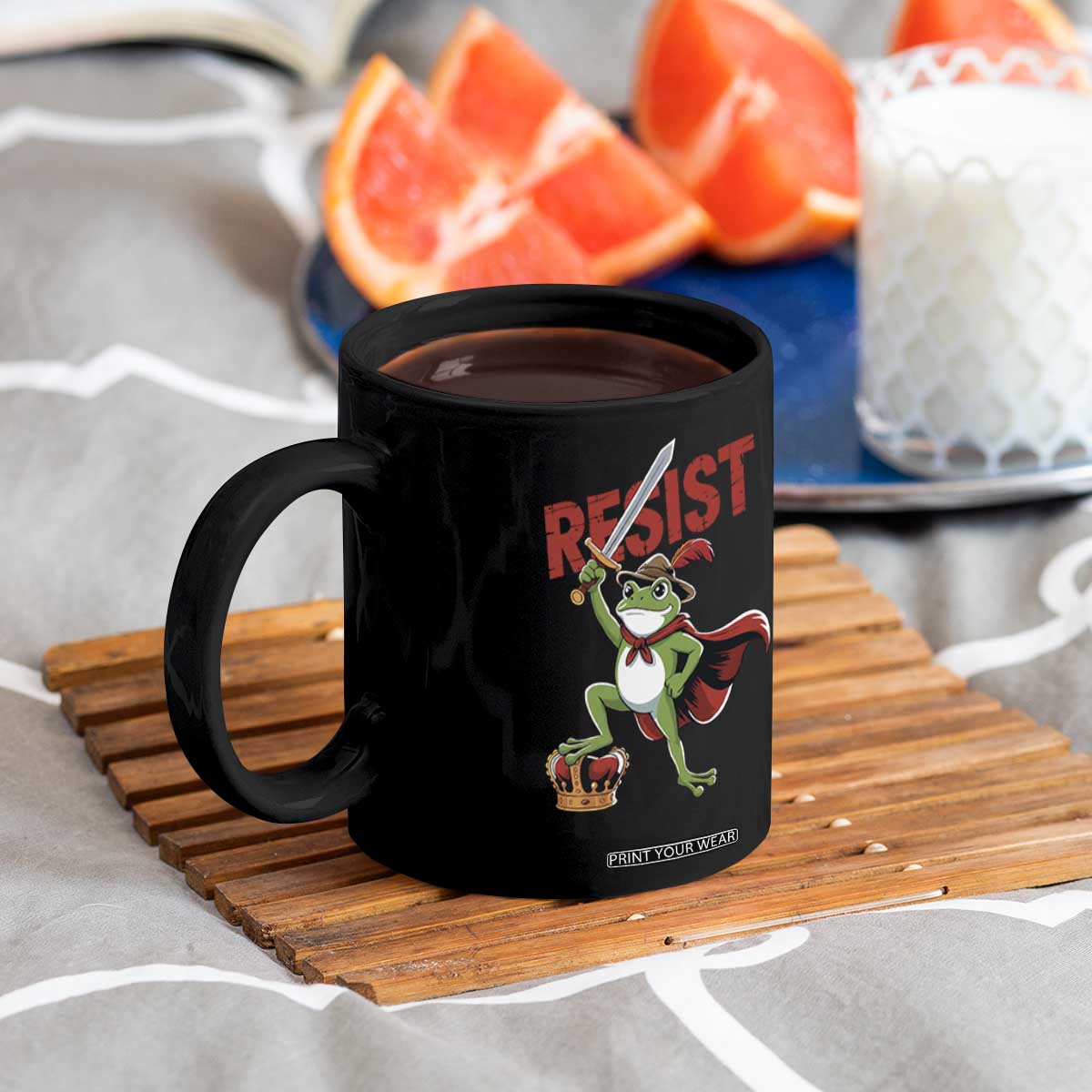 Sword Wielding Frog Resistance Coffee Mug Resist Protest No Kings TS02 Print Your Wear
