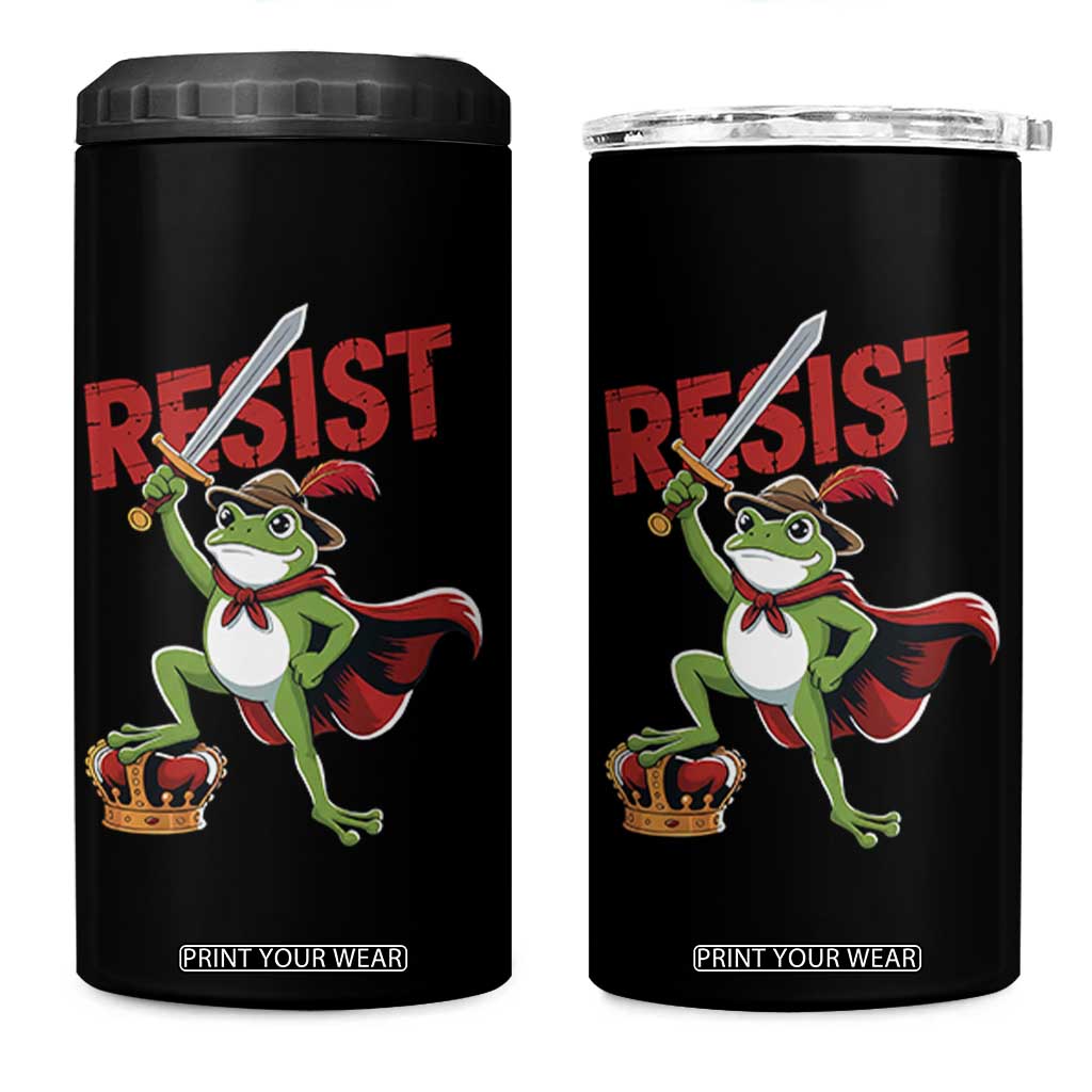 Sword Wielding Frog Resistance 4 in 1 Can Cooler Tumbler Resist Protest No Kings TS02 One Size: 16 oz Black Print Your Wear