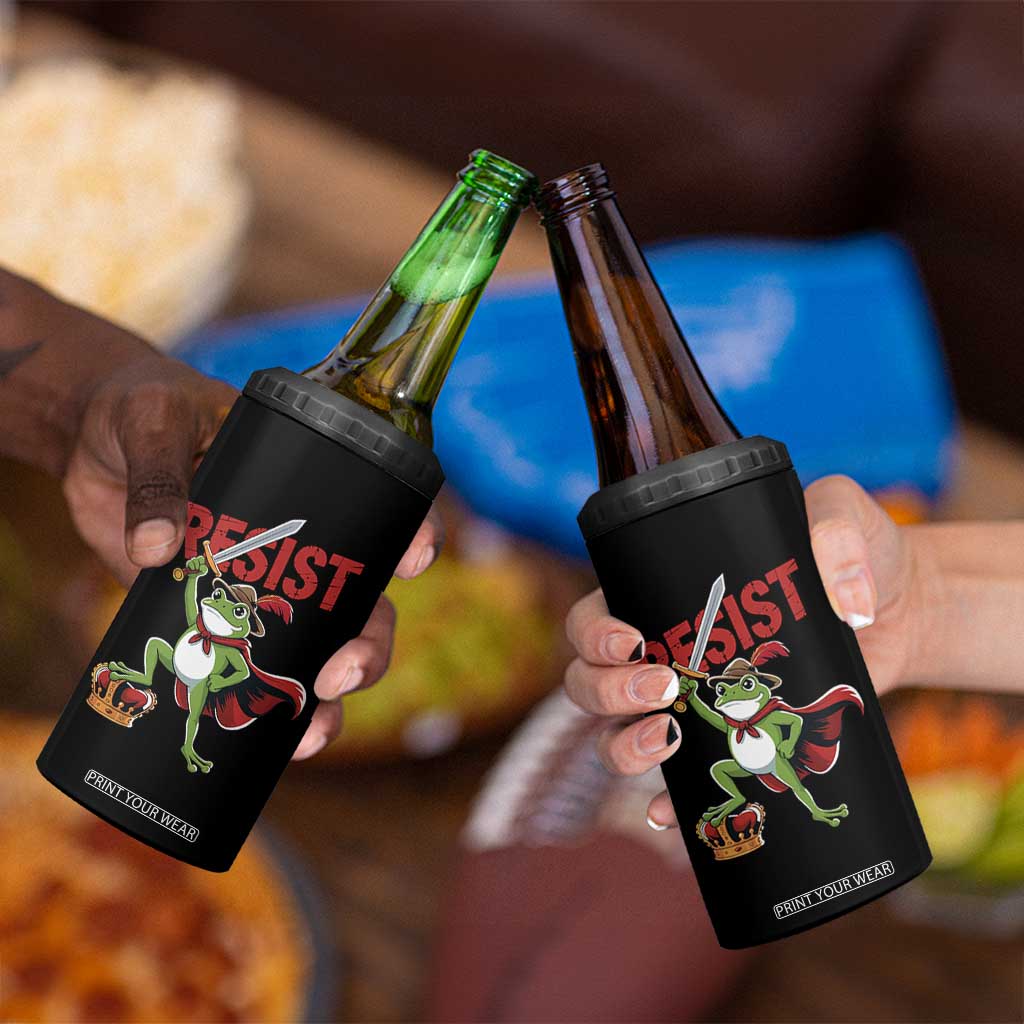 Sword Wielding Frog Resistance 4 in 1 Can Cooler Tumbler Resist Protest No Kings TS02 Print Your Wear