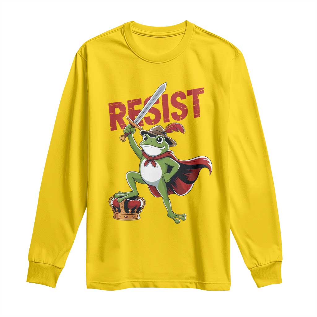 Sword Wielding Frog Resistance Long Sleeve Shirt Resist Protest No Kings TS02 Daisy Print Your Wear