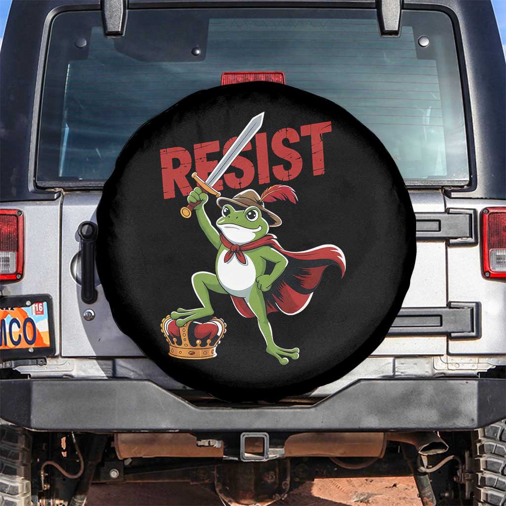 Sword Wielding Frog Resistance Spare Tire Cover Resist Protest No Kings TS02 No hole Black Print Your Wear