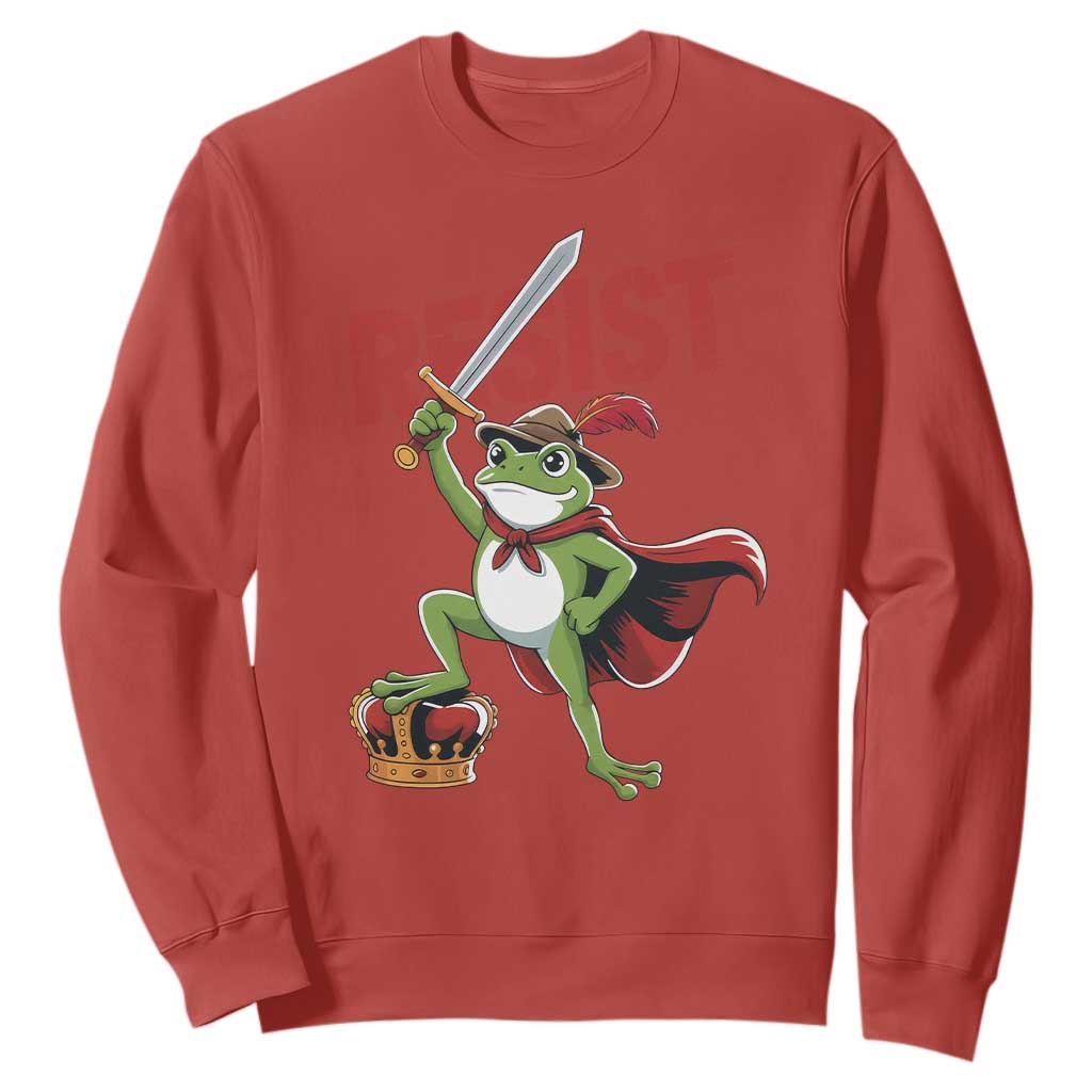 Sword Wielding Frog Resistance Sweatshirt Resist Protest No Kings TS02 Red Print Your Wear