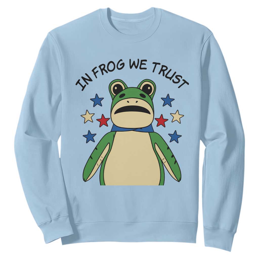 In Frog We Trust Sweatshirt Patriotic Portland Frogs Protest American Flag TS02 Light Blue Print Your Wear