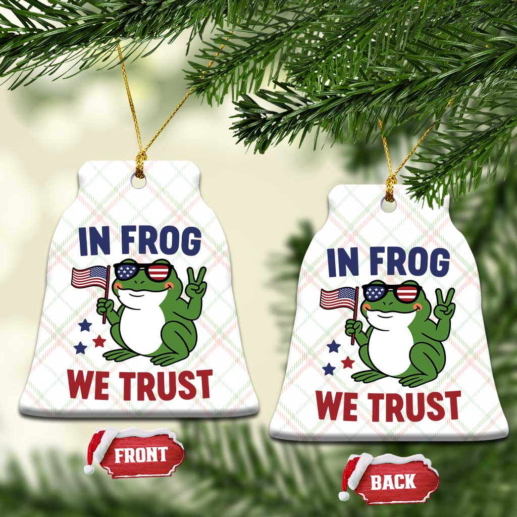 In Frog We Trust Ceramic Ornament Patriotic Portland Frogs Protest TS02 Print Your Wear