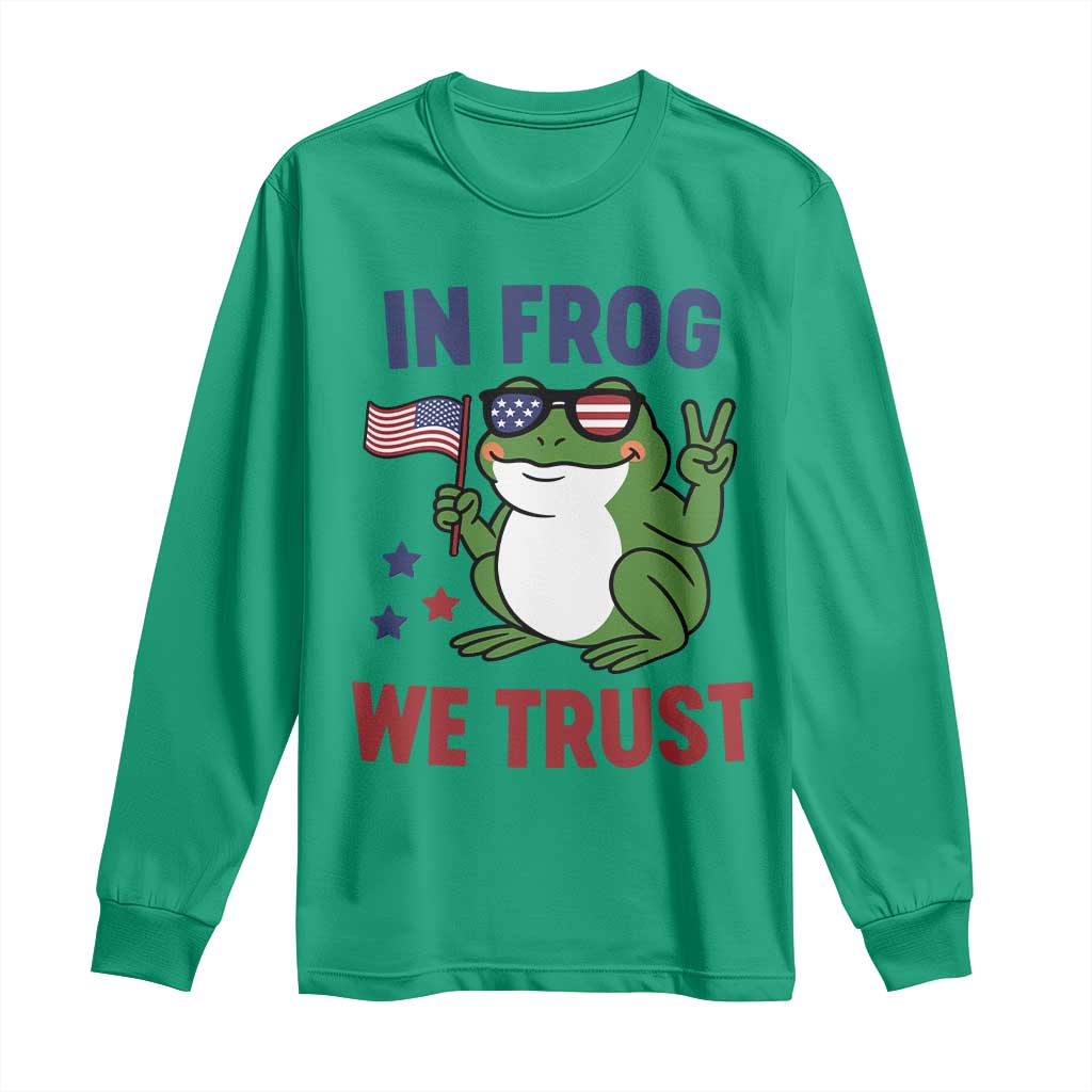 In Frog We Trust Long Sleeve Shirt Patriotic Portland Frogs Protest TS02 Irish Green Print Your Wear