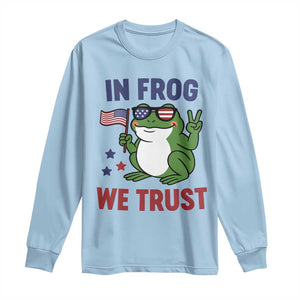 In Frog We Trust Long Sleeve Shirt Patriotic Portland Frogs Protest TS02 Light Blue Print Your Wear