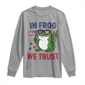 In Frog We Trust Long Sleeve Shirt Patriotic Portland Frogs Protest TS02 Sport Gray Print Your Wear