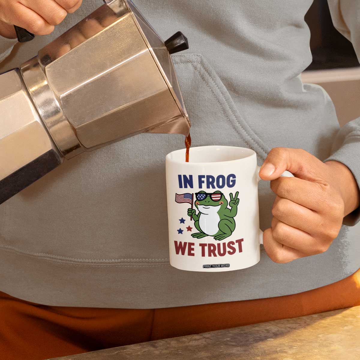 In Frog We Trust Coffee Mug Patriotic Portland Frogs Protest TS02 Print Your Wear
