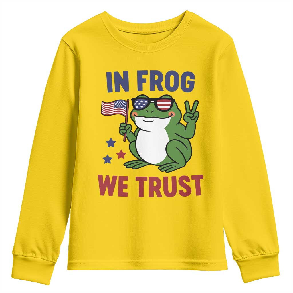In Frog We Trust Youth Sweatshirt Patriotic Portland Frogs Protest TS02 Daisy Print Your Wear