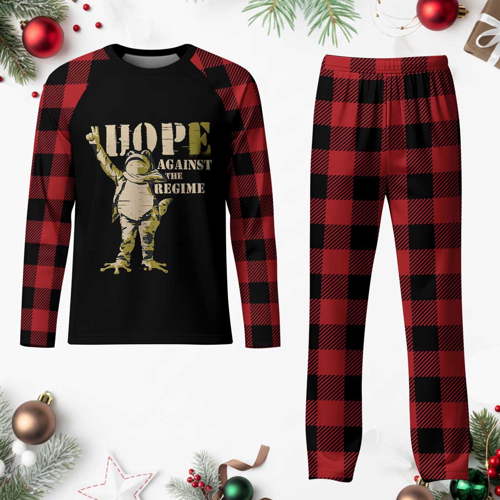 Stencil Protest Frog Plaid Pajama Set Hope Against the Regime Portland Inflatable Resistance TS02 Buffalo Plaid Print Your Wear
