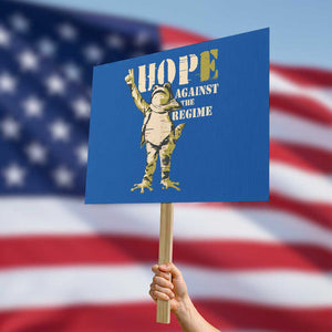 Stencil Protest Frog Protest Sign Hope Against the Regime Portland Inflatable Resistance TS02 Horizontal 18" × 24" Blue Print Your Wear