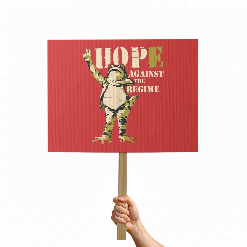 Stencil Protest Frog Protest Sign Hope Against the Regime Portland Inflatable Resistance TS02 Horizontal 18