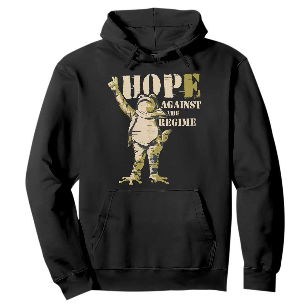 Stencil Protest Frog Hoodie Hope Against the Regime Portland Inflatable Resistance TS02 Black Print Your Wear
