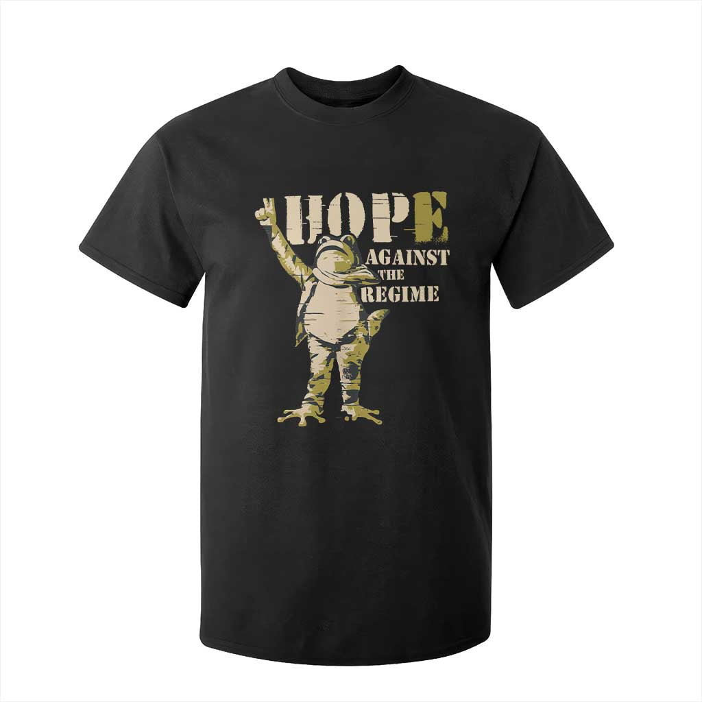 Stencil Protest Frog T Shirt For Kid Hope Against the Regime Portland Inflatable Resistance TS02 Black Print Your Wear
