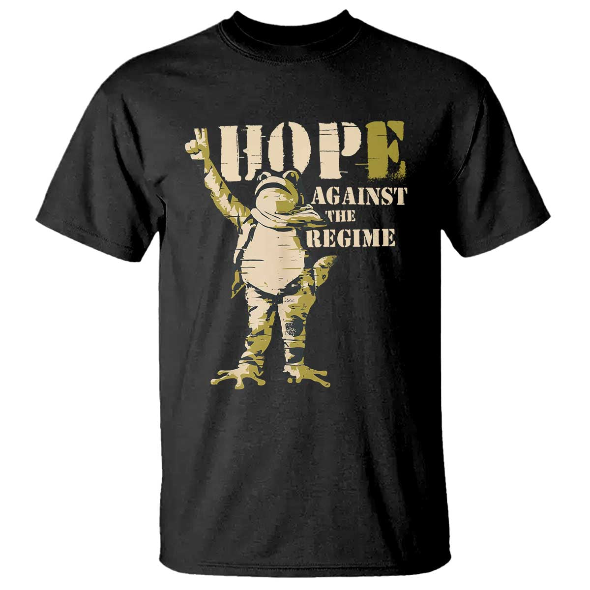 Stencil Protest Frog T Shirt Hope Against the Regime Portland Inflatable Resistance TS02 Black Print Your Wear