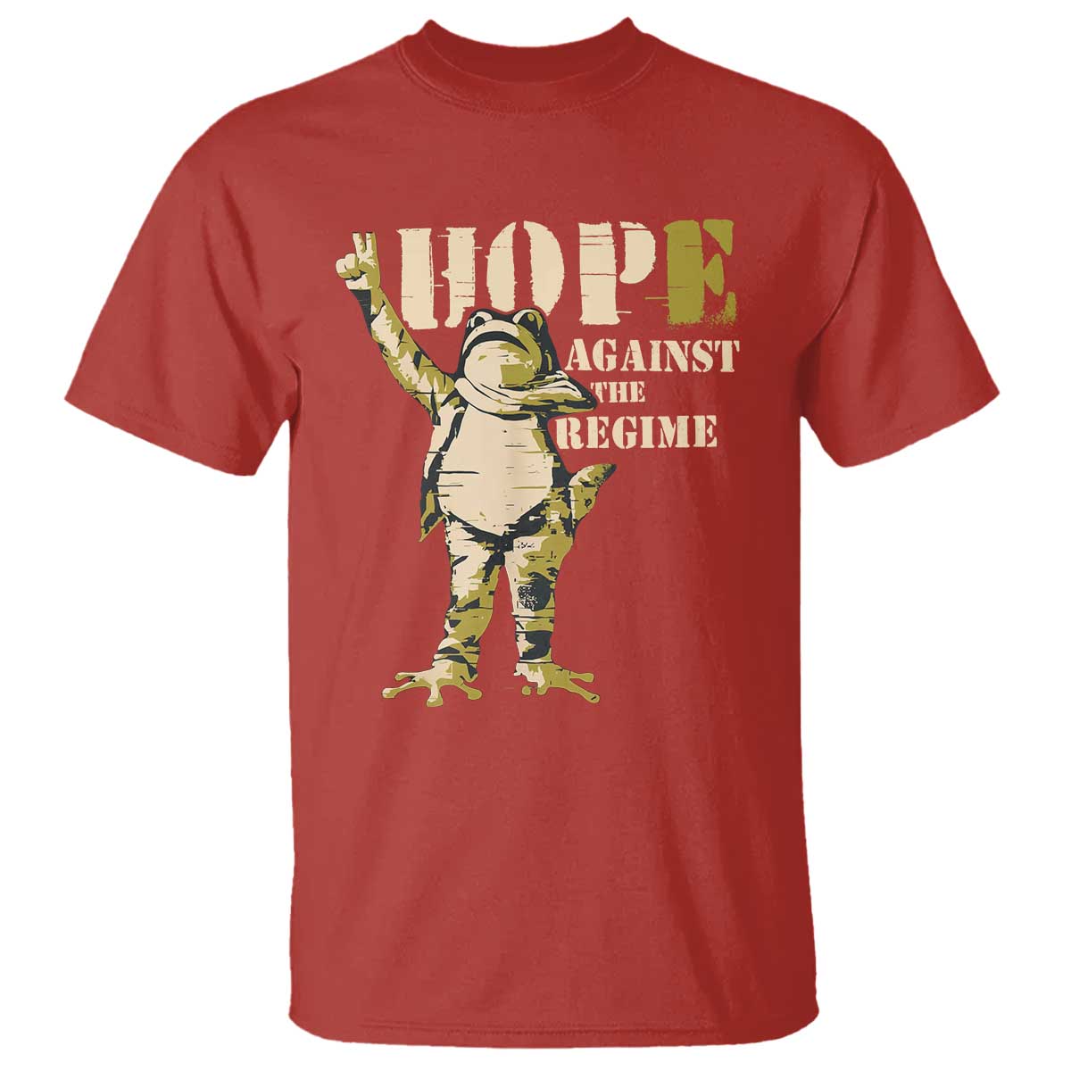 Stencil Protest Frog T Shirt Hope Against the Regime Portland Inflatable Resistance TS02 Red Print Your Wear